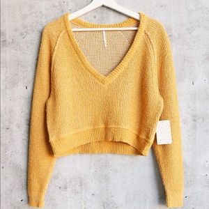 free people v neck crop sweater